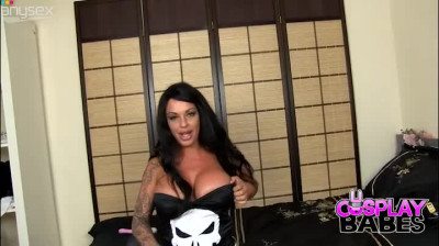 Torrid big boobed punisher shows off her tits and then plays with her sex toy