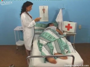 Sexy nurse Kristina straddles her nerdy patient on top like a cowgirl