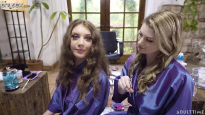 Hairdressing salon and two horny lesbians Elena Koshka and Bunny Colby in it