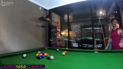 Asian trans slut lost in billiards and now has to give her anal to the winner