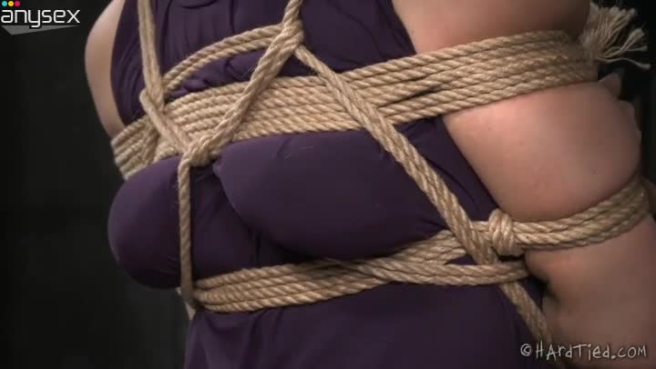 Beautiful blonde lady is tied up in standing pose in BDSM video Free Porn Videos | ePornAny.