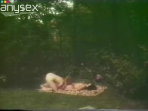 Awesome vintage beauty with big boobies sucks delicious dick on the lawn