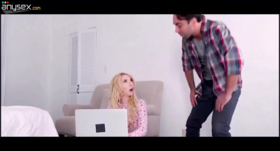 Super hot petite blonde punished by her stepbro for using his laptop