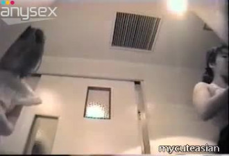 Sweet Asian ladies got filmed on spy cam after shower