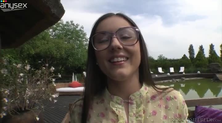 Cute nerdy brunette girlie flashes her small tits and smooth butt outdoors Free Porn Videos | ePornAny.