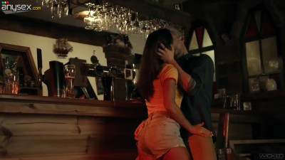 Hot and passionate sex with seductive babe at the bar