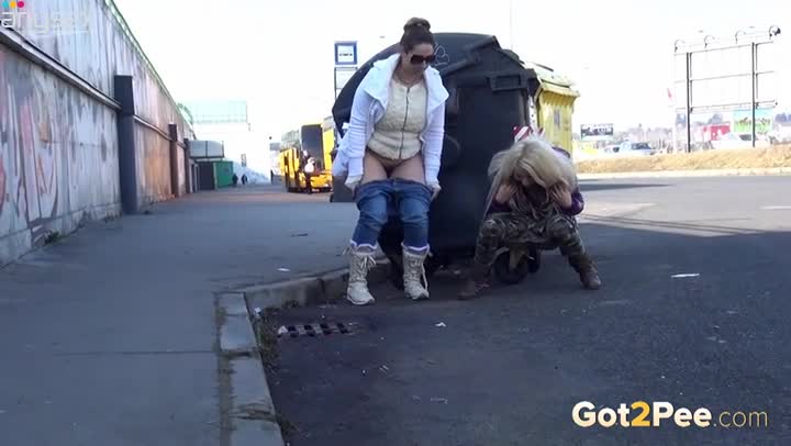 Duo of filthy sex dolls piss near roadside trash box Free Porn Videos | ePornAny.