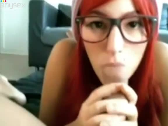 Wondrous ginger nerdy babe takes a chance to suck her BF's cock on cam Free Porn Videos | ePornAny.