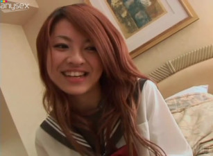 Young Asian chick wearing sexy sailor dress gets laid early in the morning