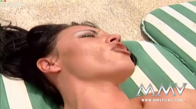 Two hot tempered dude fucks hard one seductive nextdoor brunette outdoor