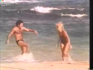 Charming vintage blondie with big ass rides fat dick on Hawaiian beach