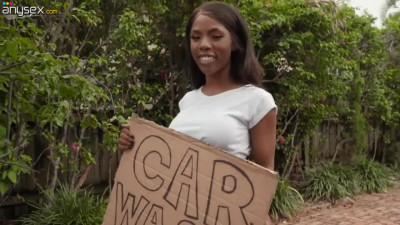 Big black boobs washing a car or crazy quickie with ebony chick Sarah Banks