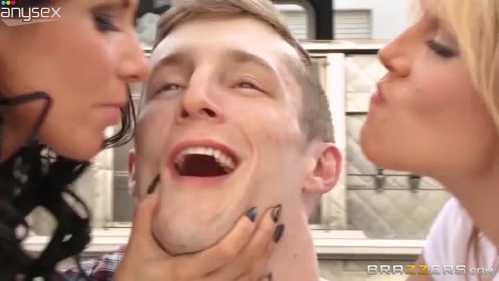 Two juggy babes feel up each others assets and give good blowjob to one young guy Free Porn Videos | ePornAny.