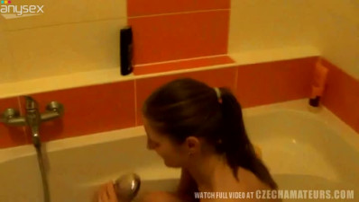 Naughty Czech chick with juicy boobies takes a shower and rides cock intensively