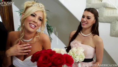 Sexy bride Tasha Reign kisses passionately at the wedding