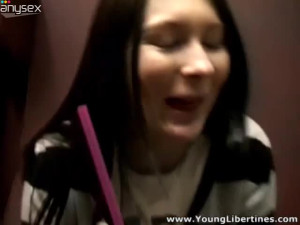 Young and perverted chick blows her boyfriend on the train