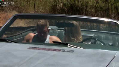 Fabulous sweaty blondie with big tits gets fucked over the road