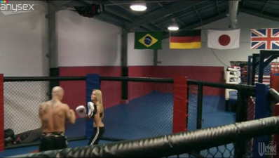 Classy blonde whore Jessica Drake gets fucked by mix fighter on ring