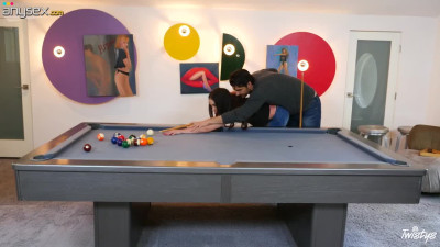 Gia Paige is playing billiard before crazy sex with her new boyfriend