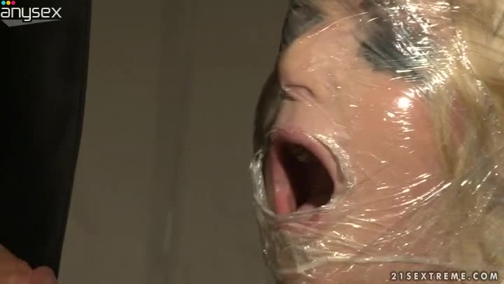 Blonde girl in plastic wrap sucks dick through the hole Free Porn Videos | ePornAny.