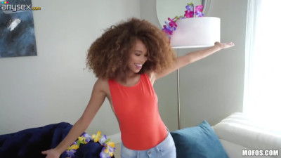 Ebony thumbelina Cecilia Lion is fucked by big baldie J Mac