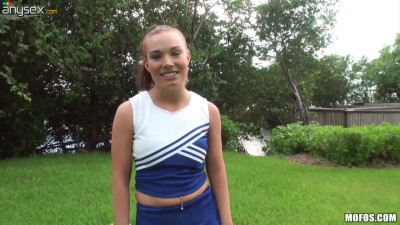 Playful teen in cheerleader uniform Tiff Bannister is fucked in POV video