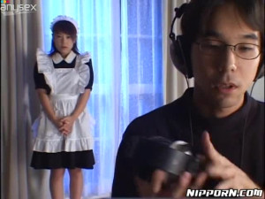 Submissive Japanese maid gets tied up with ropes by spoiled horny man