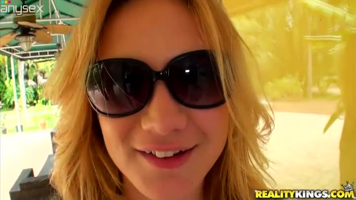 Short haired blondie in sunglasses thirst for being fed with gooey cum Free Porn Videos | ePornAny.