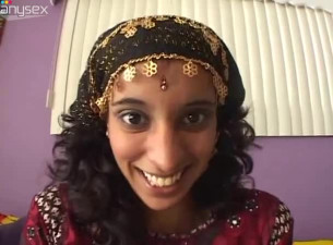 Curly haired Indian cutie with beautiful eyes gives hot blowjob