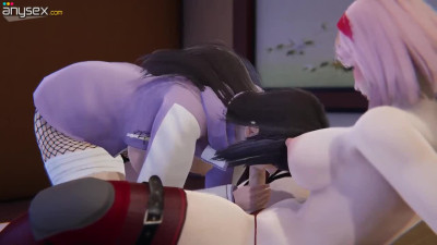 3D Sakura & Hinata from Naruto fucking