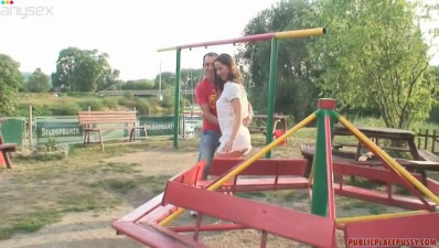 Sex greedy teens fuck hard in a tiny house on the playground