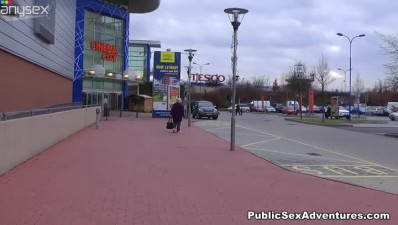 Flexible trollop is banged hard in a public place