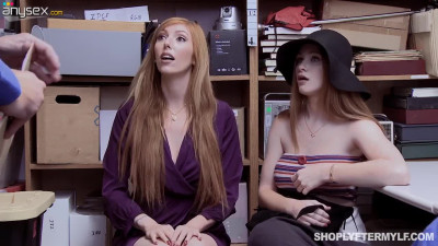 Red haired stepmom and stepdaughter are punished for shoplifting