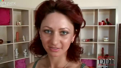 Petite European brunette milf showing her goodies on cam