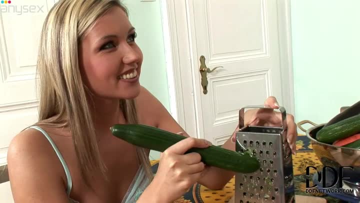 Weird slutty blondies use a cucumber for drilling each other's wet cunts Free Porn Videos | ePornAny.