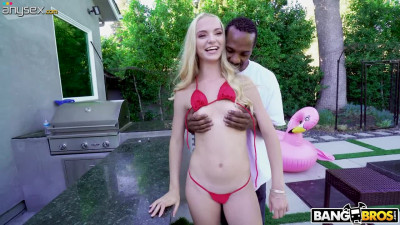 Two black colossal cocks penetrate anus and pussy of petite blonde Charlie Mac