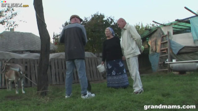 Real countryside sex video featuring sex-crazy granny and a truck driver