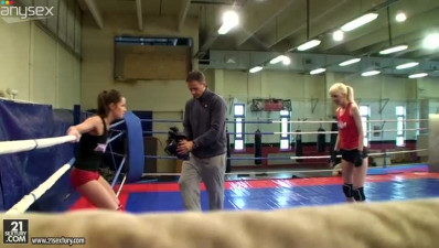 Clash of the pussies on he boxing ring with horny slut  Alexa Wild