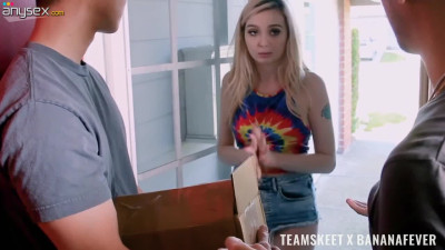 Naughty blonde Lexi Lore gets punished for stealing neighbor's package