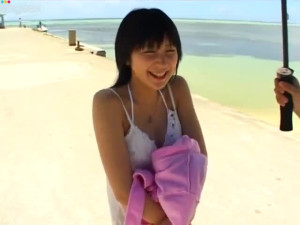 Alluring Japanese model Miu Nakamura works her body on a beach