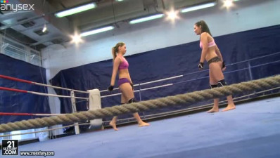 Lesbian wrestling on the ring by Aleska Diamond and Lana S