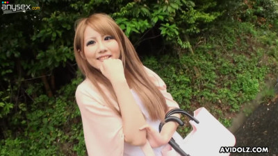 Japanese passenger Michiru gives a blowjob in a public toilet