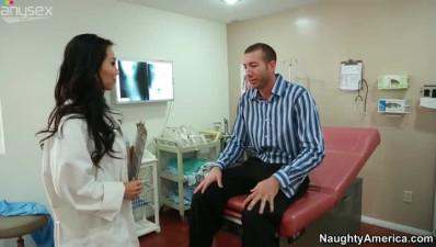 Horny doctor Asa Akira examines and pleases a stiff tool