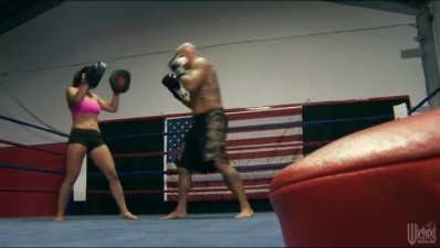 Boxing turns into licking the pussy of horny Adrianna Luna