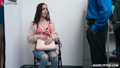 beautiful shoplifter Aliya Brynn is punished by horny security guy