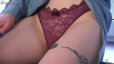 Lovely teen in lace panties Naja is playing with herself and masturbating pussy