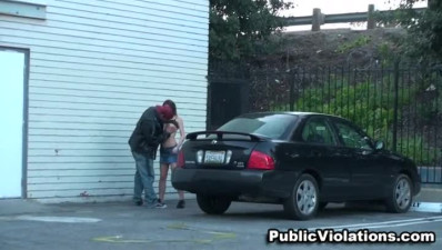 Couple fucking hardcore at the church parking lot