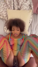 Chubby short Ebony with afro takes a huge BBC in her puffy pussy