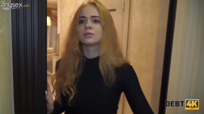 Sexy Fit Redhead Cutie Agrees To Get Fucked Like a Slut To Make the Debt Collector Leave Her Alone