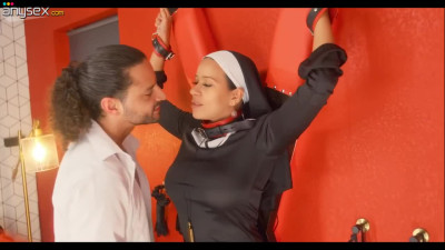 Busty Latina nun captured and orgasm tortured hard